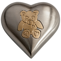 <b>Teddy Bear</b> Brushed Metal Heart Keepsake