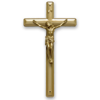 11" bordered crucifix plastic <b><i>Gold</i> Self Colour</b>